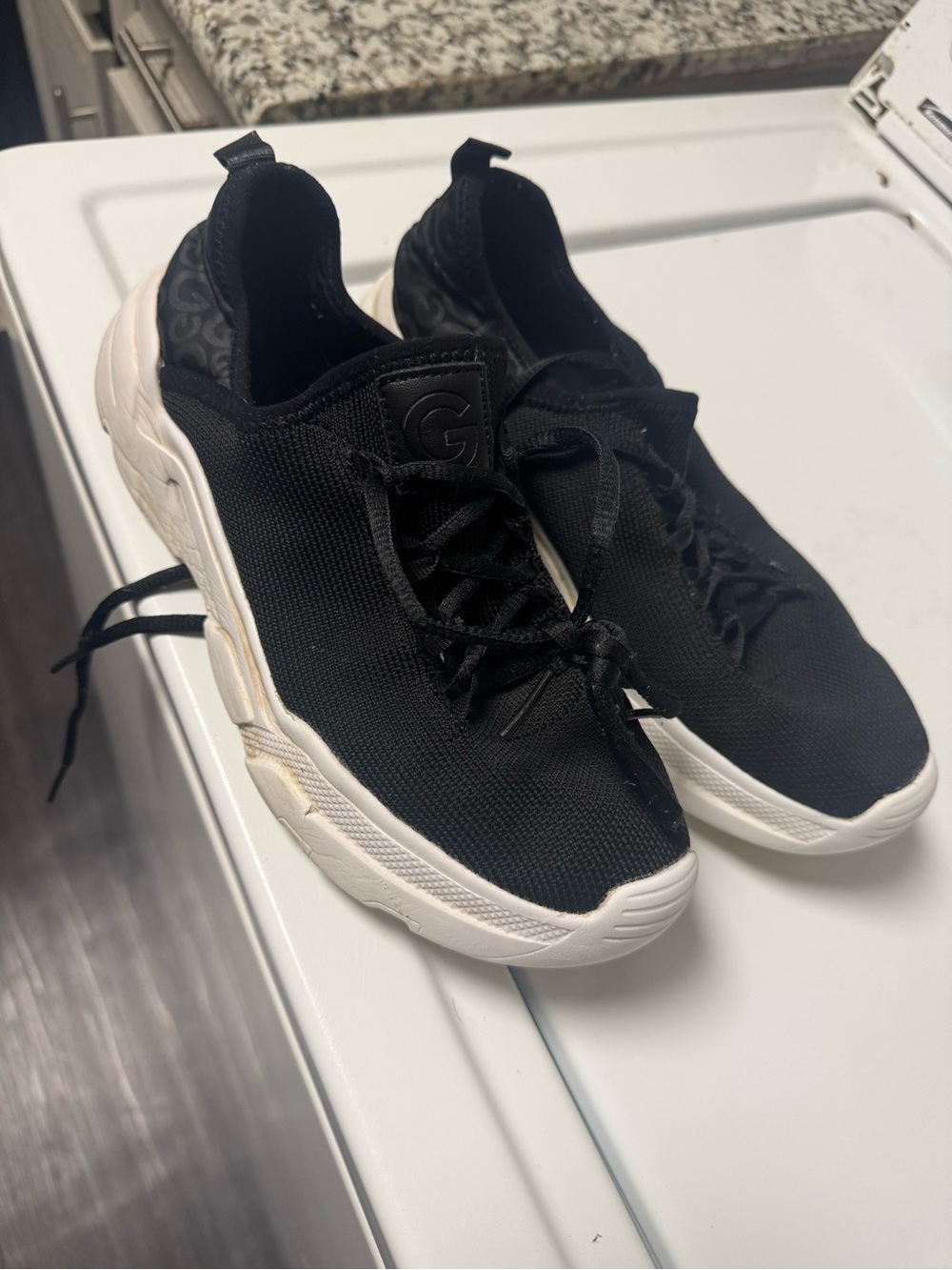 Guess Black Knit Low-Top Sneakers with White Sole